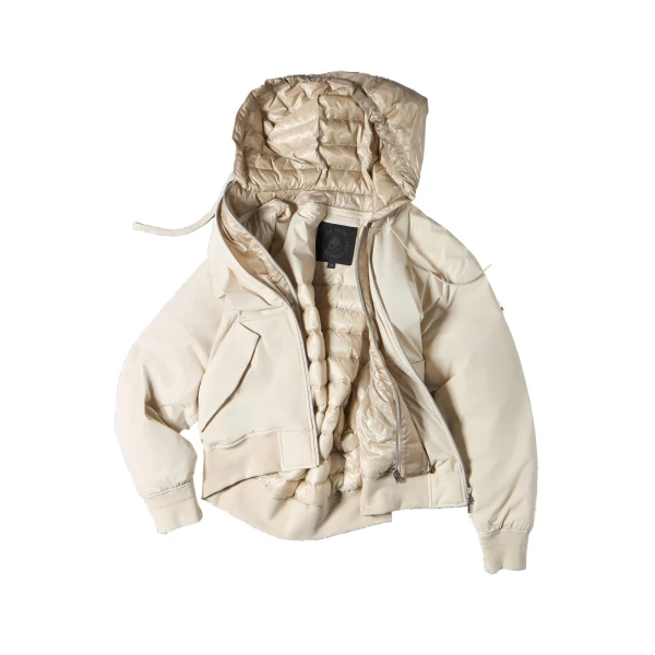 Moose Knuckles Brixton Down Bomber Jacket in Alabaster | Luxury Shoes 
