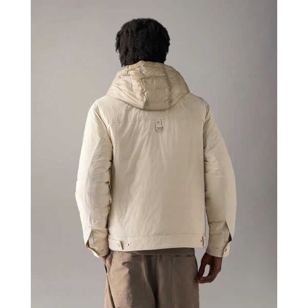 Moose Knuckles Brixton Down Trucker Jacket in Alabaster | Men Jackets | Luxury Shoes 