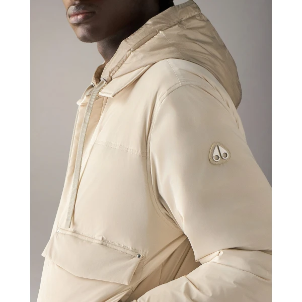 Moose Knuckles Brixton Down Trucker Jacket in Alabaster | Men Jackets | Luxury Shoes 