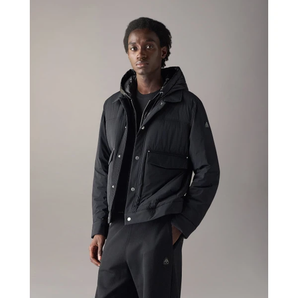 Moose Knuckles Brixton Down Trucker Jacket in Black | Men Jackets | Luxury Shoes 