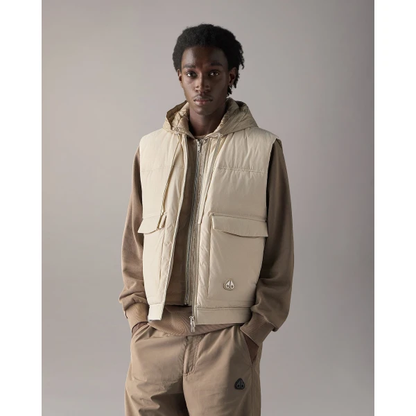 Moose Knuckles Brixton Vest in Alabaster | Men Jackets | Luxury Shoes 