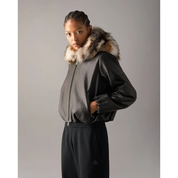Moose Knuckles Cardin Fur & Leather Jacket in Black | Leather Jackets | Luxury Shoes 