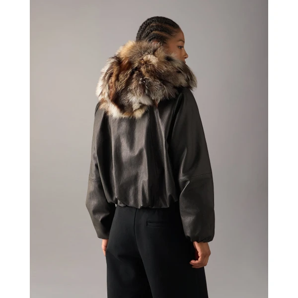Moose Knuckles Cardin Fur & Leather Jacket in Black | Leather Jackets | Luxury Shoes 