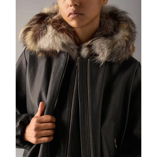 Moose Knuckles Cardin Fur & Leather Jacket in Black | Leather Jackets | Luxury Shoes 