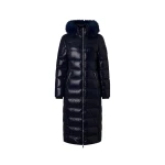 Moose Knuckles Celestia Long Down Parka in Navy | Luxury Shoes 