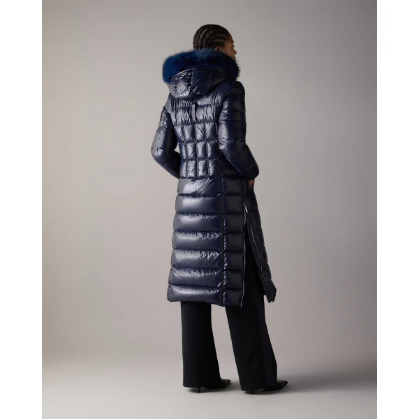 Moose Knuckles Celestia Long Down Parka in Navy | Coats | Luxury Shoes 