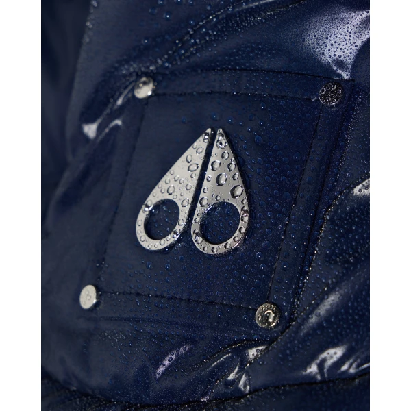 Moose Knuckles Celestia Long Down Parka in Navy | Coats | Luxury Shoes 