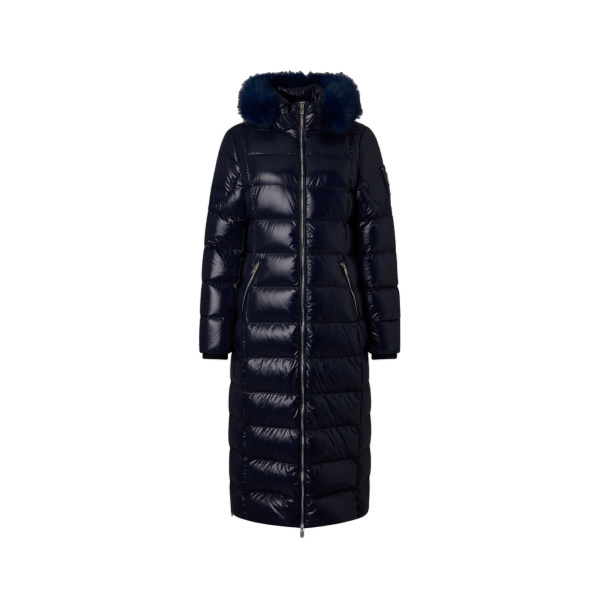 Moose Knuckles Celestia Long Down Parka in Navy | Luxury Shoes 