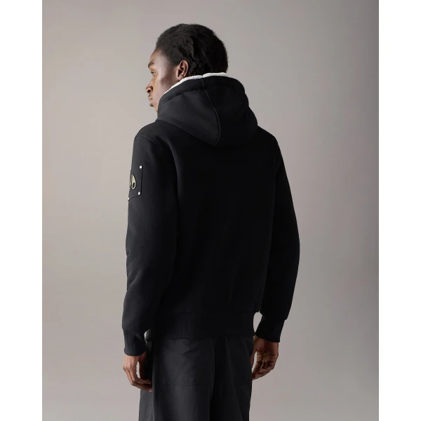 Moose Knuckles Classic Bunny Hoodie in Black and White | Sweatshirts | Luxury Shoes 