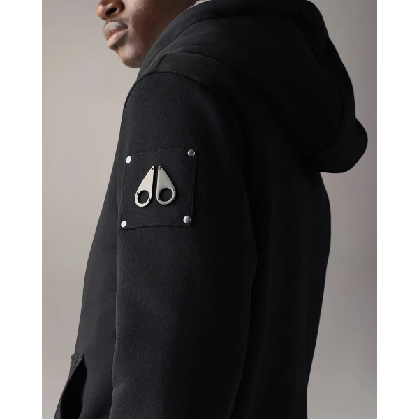 Moose Knuckles Classic Bunny Hoodie in Black and White | Sweatshirts | Luxury Shoes 