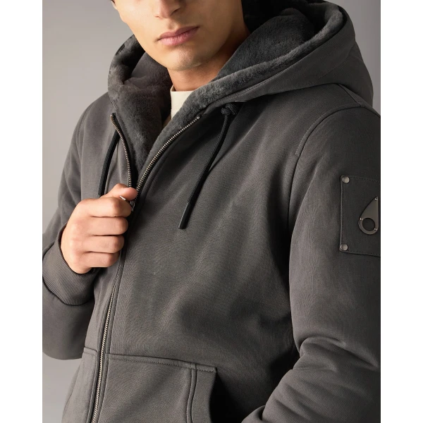 Moose Knuckles Classic Bunny Hoodie in Cement | Sweatshirts | Luxury Shoes 
