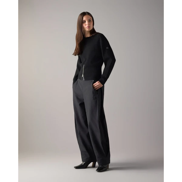 Moose Knuckles Corner Crewneck Knit Sweatshirt in Black | Sweaters | Luxury Shoes 