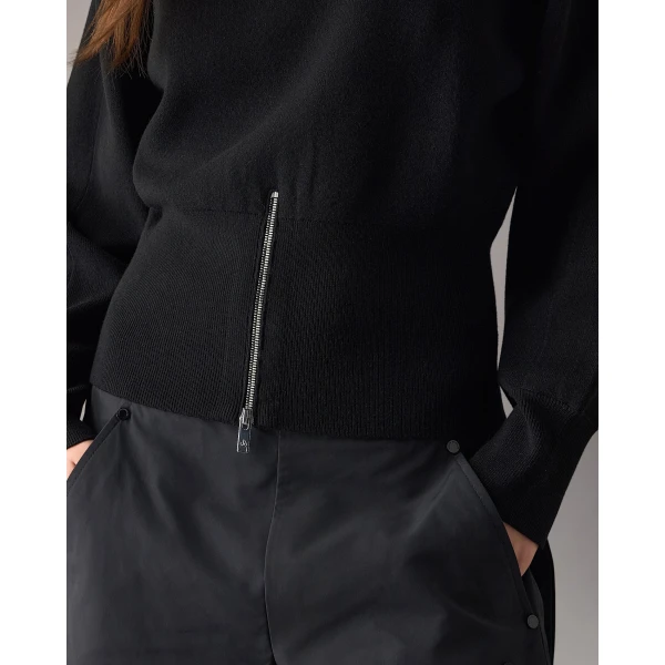 Moose Knuckles Corner Crewneck Knit Sweatshirt in Black | Sweaters | Luxury Shoes 