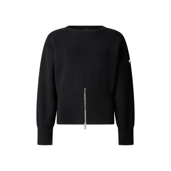 Moose Knuckles Corner Crewneck Knit Sweatshirt in Black | Luxury Shoes 