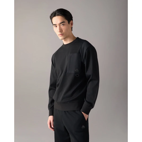 Moose Knuckles Dalon Crewneck Sweatshirt in Black | Sweatshirts | Luxury Shoes 