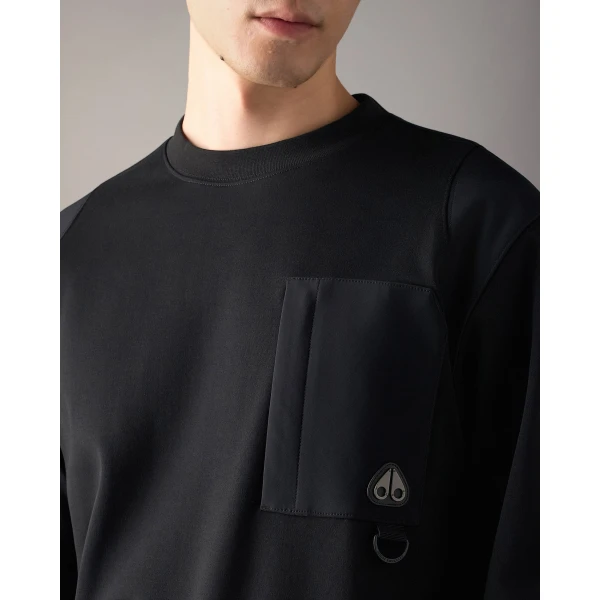 Moose Knuckles Dalon Crewneck Sweatshirt in Black | Sweatshirts | Luxury Shoes 