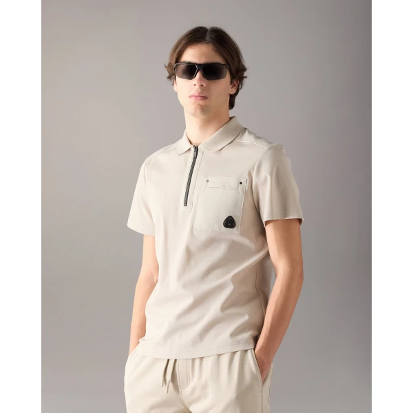 Moose Knuckles Dalon Polo in Alabaster | T-shirts & vests | Luxury Shoes 