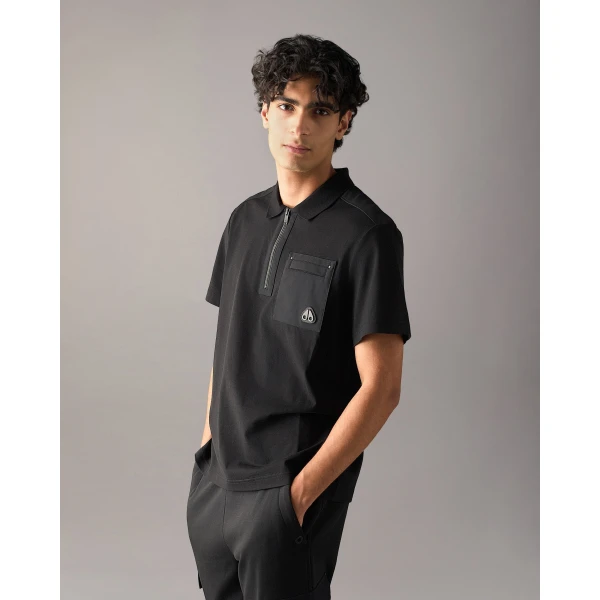 Moose Knuckles Dalon Polo in Black | T-shirts & vests | Luxury Shoes 