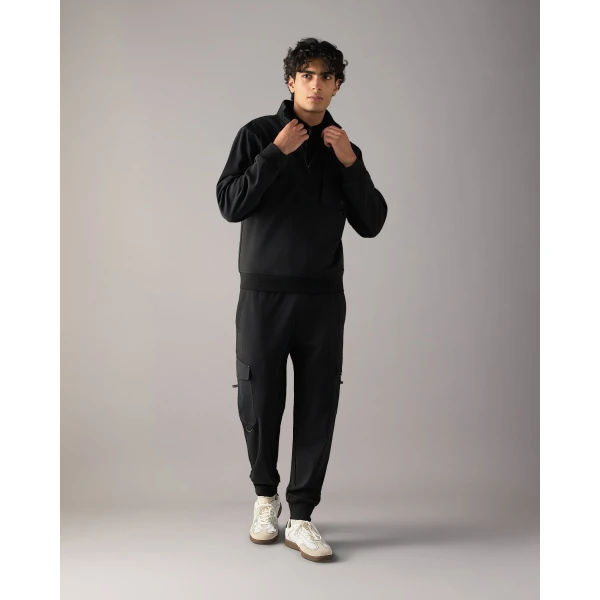 Moose Knuckles Dalon Quarter-Zip Sweatshirt in Black | Sweatshirts | Luxury Shoes 