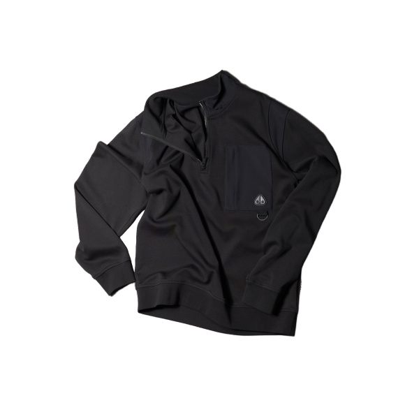 Moose Knuckles Dalon Quarter-Zip Sweatshirt in Black | Luxury Shoes 