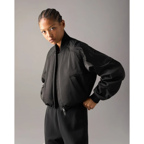 Moose Knuckles Drift Satin Bomber Jacket in Black | Jackets | Luxury Shoes 