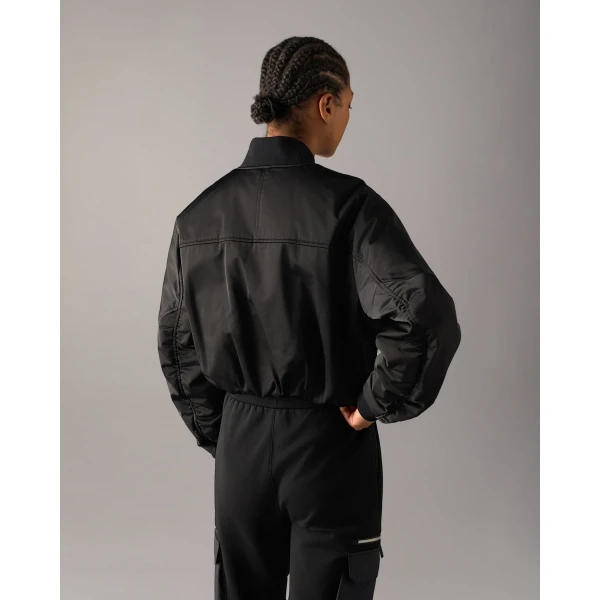 Moose Knuckles Drift Satin Bomber Jacket in Black | Jackets | Luxury Shoes 
