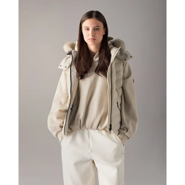 Moose Knuckles Elora Down Vest in Alabaster | Vests | Luxury Shoes 