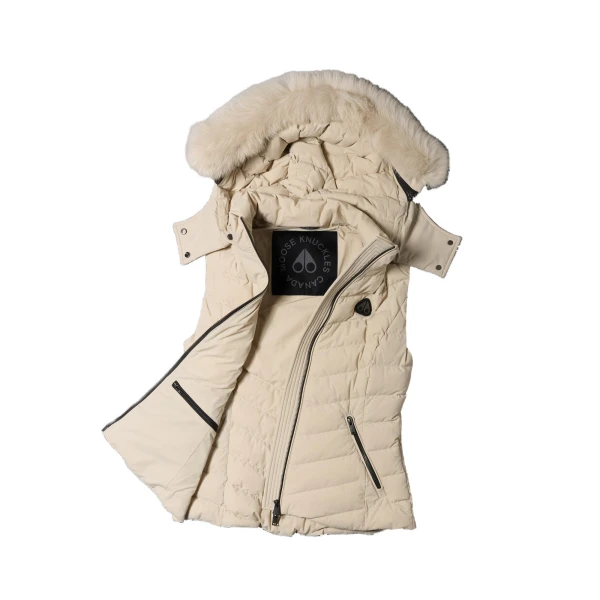 Moose Knuckles Elora Down Vest in Alabaster | Luxury Shoes 
