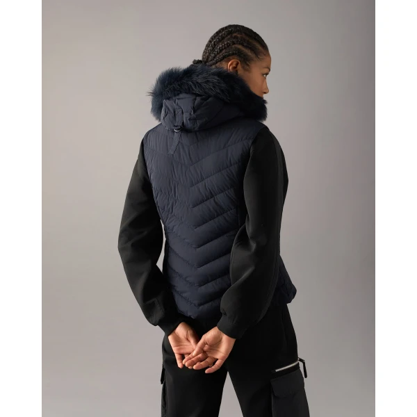 Moose Knuckles Elora Down Vest in Navy | Vests | Luxury Shoes 