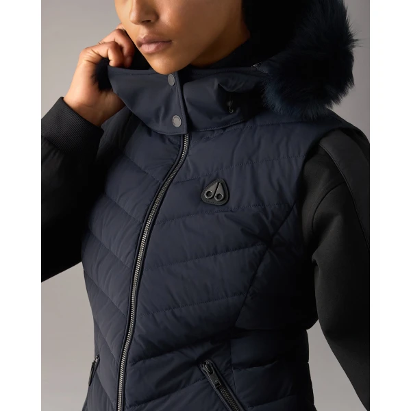 Moose Knuckles Elora Down Vest in Navy | Vests | Luxury Shoes 