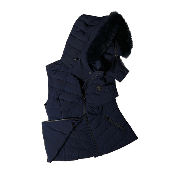 Moose Knuckles Elora Down Vest in Navy | Luxury Shoes 