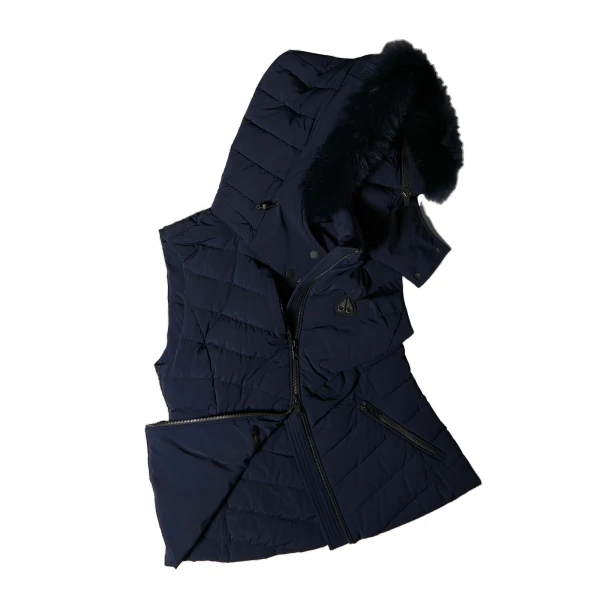 Moose Knuckles Elora Down Vest in Navy | Luxury Shoes 