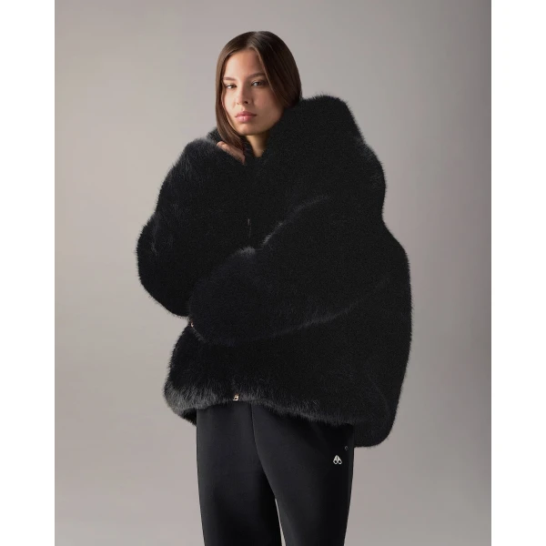Moose Knuckles Ember Faux Fur Jacket in Black | Jackets | Luxury Shoes 