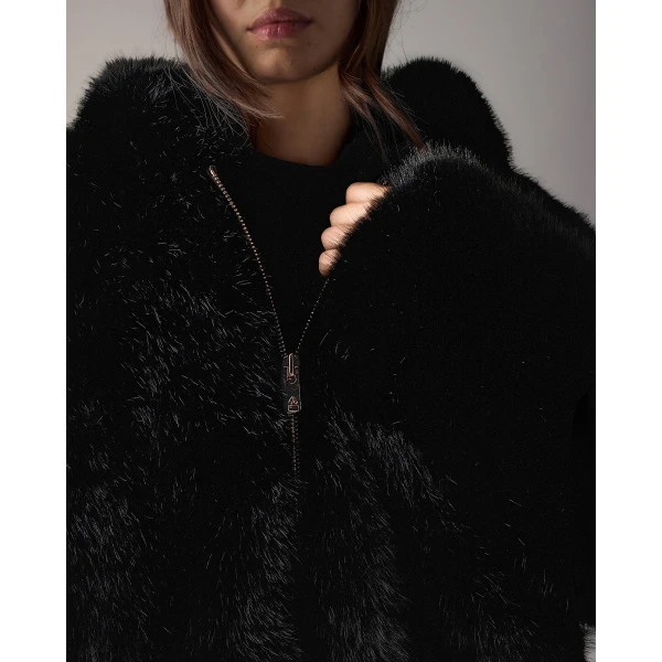 Moose Knuckles Ember Faux Fur Jacket in Black | Jackets | Luxury Shoes 