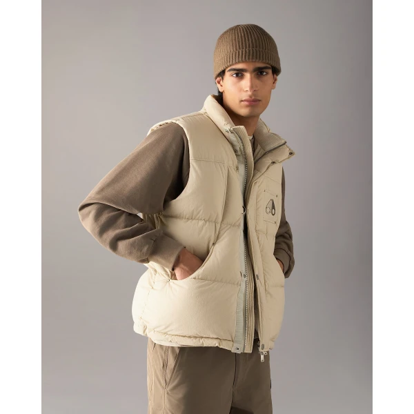 Moose Knuckles Everest Down Puffer Vest in Alabaster | Men Jackets | Luxury Shoes 