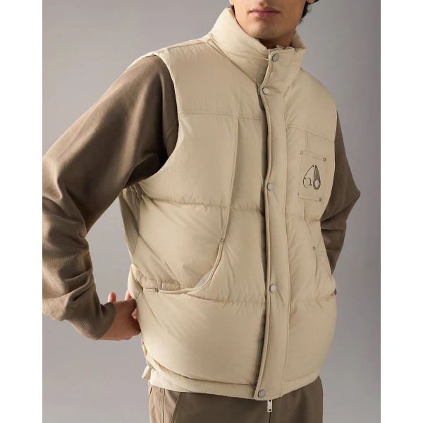 Moose Knuckles Everest Down Puffer Vest in Alabaster | Men Jackets | Luxury Shoes 