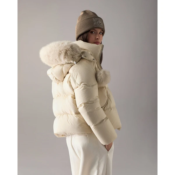 Moose Knuckles Everest Hooded Down Puffer in Alabaster | Jackets | Luxury Shoes 