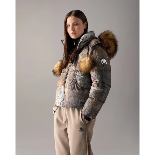 Moose Knuckles Everest Hooded Fur-Print Down Puffer in Wild and Gold | Jackets | Luxury Shoes 
