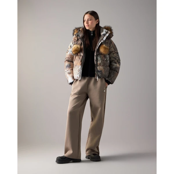 Moose Knuckles Everest Hooded Fur-Print Down Puffer in Wild and Gold | Jackets | Luxury Shoes 