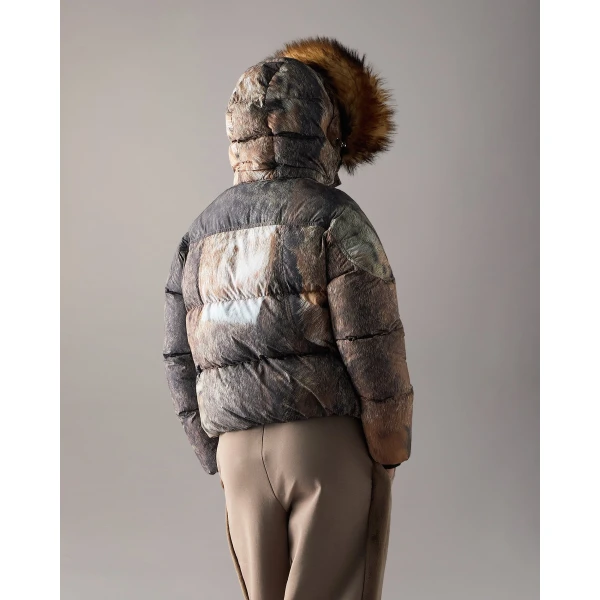 Moose Knuckles Everest Hooded Fur-Print Down Puffer in Wild and Gold | Jackets | Luxury Shoes 