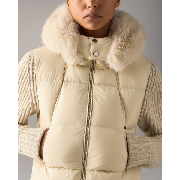Moose Knuckles Everest Hybrid Down Jacket in Alabaster | Jackets | Luxury Shoes 