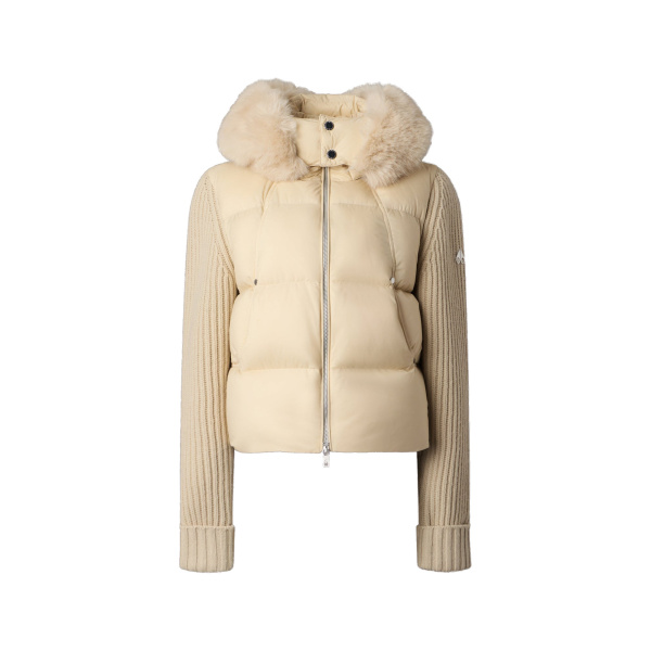 Moose Knuckles Everest Hybrid Down Jacket in Alabaster | Luxury Shoes 