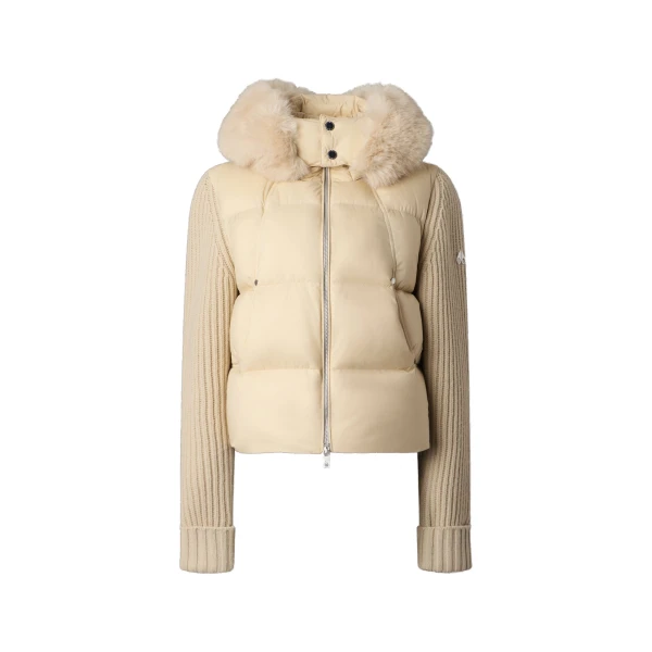 Moose Knuckles Everest Hybrid Down Jacket in Alabaster | Luxury Shoes 