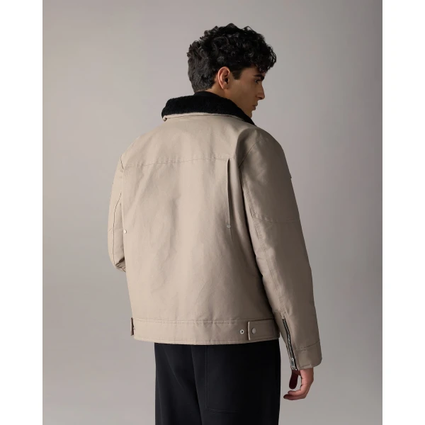 Moose Knuckles Falcon Down Trucker Jacket in Ashen and Black | Men Jackets | Luxury Shoes 
