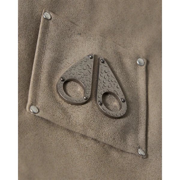 Moose Knuckles Falcon Down Trucker Jacket in Ashen and Black | Men Jackets | Luxury Shoes 