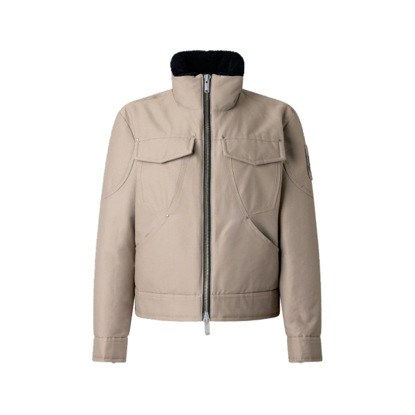 Moose Knuckles Falcon Down Trucker Jacket in Ashen and Black | Luxury Shoes 