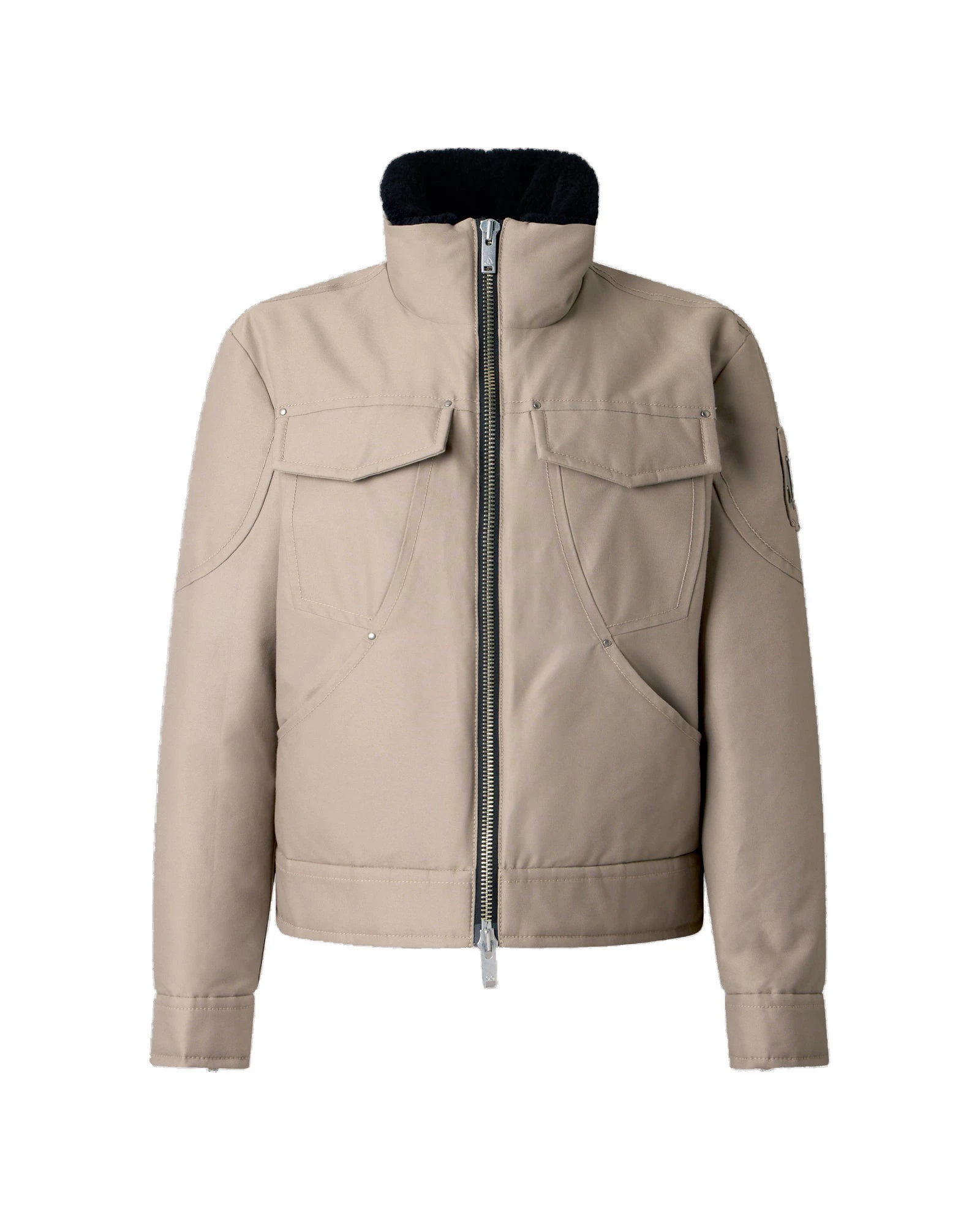 Moose Knuckles Falcon Down Trucker Jacket in Ashen and Black Moose Knuckles Falcon Down Trucker Jacket in Ashen and Black | Luxury Shoes