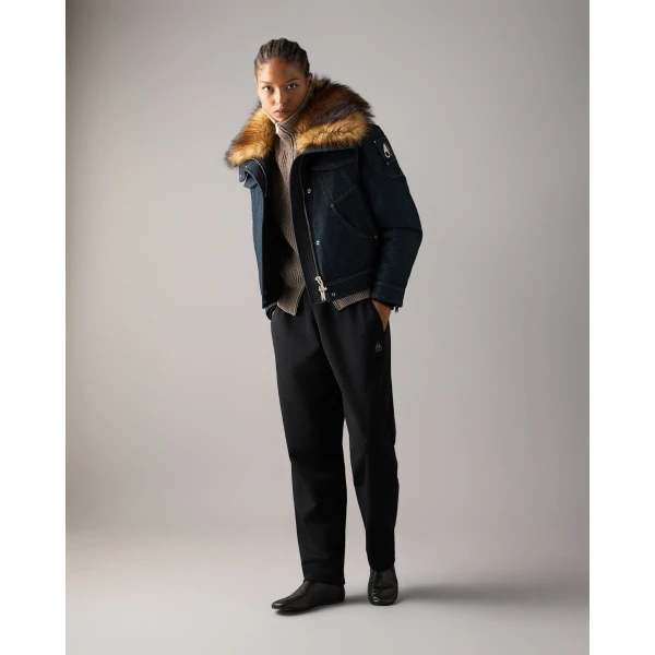 Moose Knuckles Frontier Denim & Down Trucker Jacket in Denim | Denim | Luxury Shoes 
