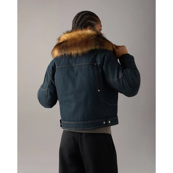 Moose Knuckles Frontier Denim & Down Trucker Jacket in Denim | Denim | Luxury Shoes 