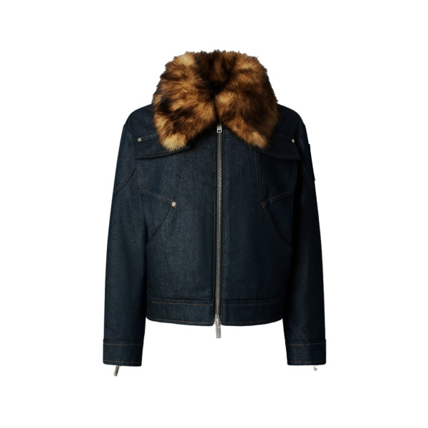Moose Knuckles Frontier Denim & Down Trucker Jacket in Denim | Luxury Shoes 